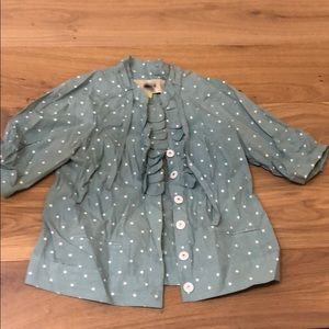 Anthropologie Leifsdottir Green Polka Dot Blouse